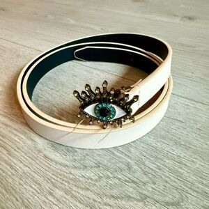 Kurt Geiger Evil Eye Cream Belt